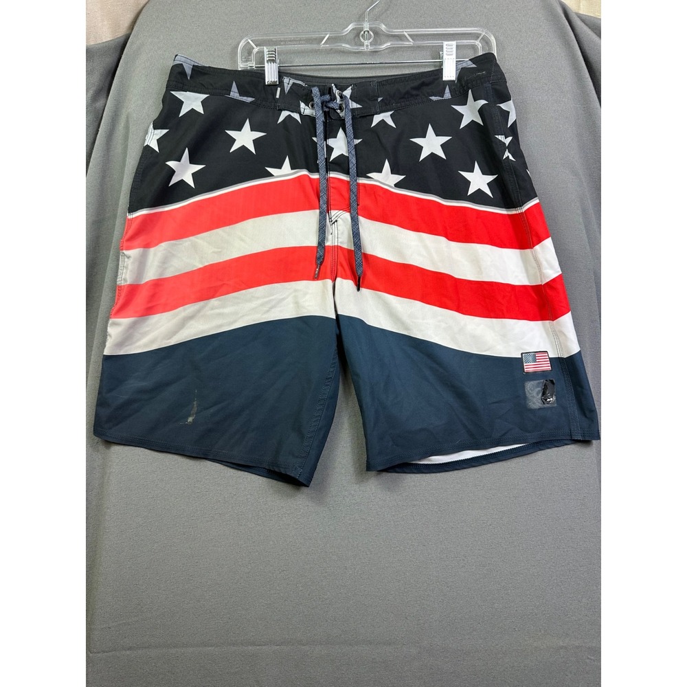 Quiksilver Highline Men American Flag Board Shorts Stars Stripe 4-Way Stretch 34